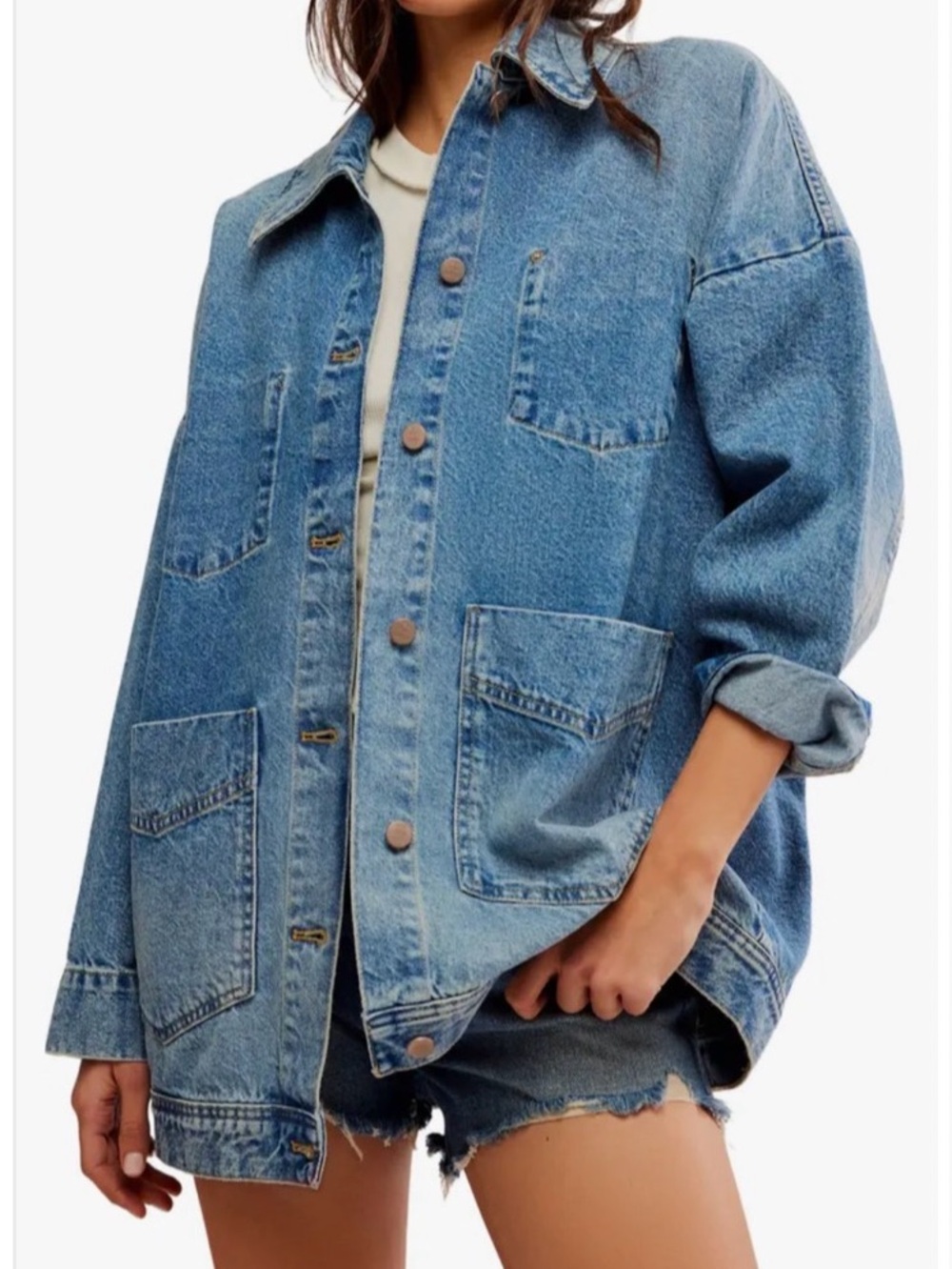 Free People Avery Denim Chore Jacket – Size Large